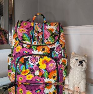 Vera Bradley colorful flowers print quilted backpack